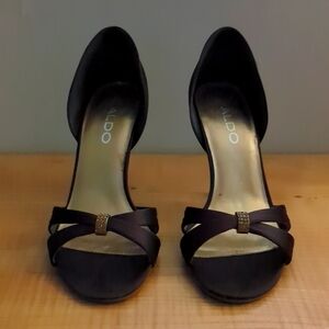 EUC Sz 36 ALDO brown satin evening sandals